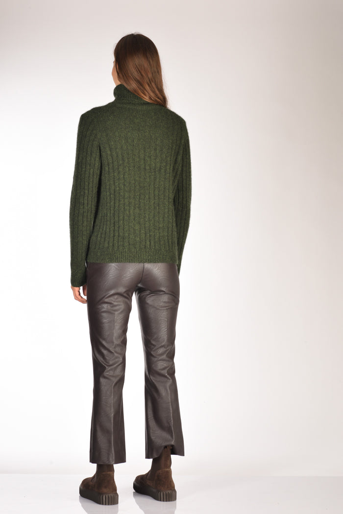 Allude Maglia Collo Alto Verde Donna - 5