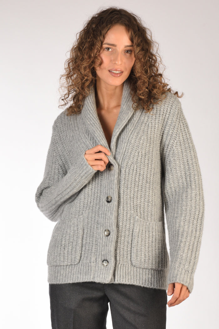Allude Cardigan Grigio Chiaro Donna - 1
