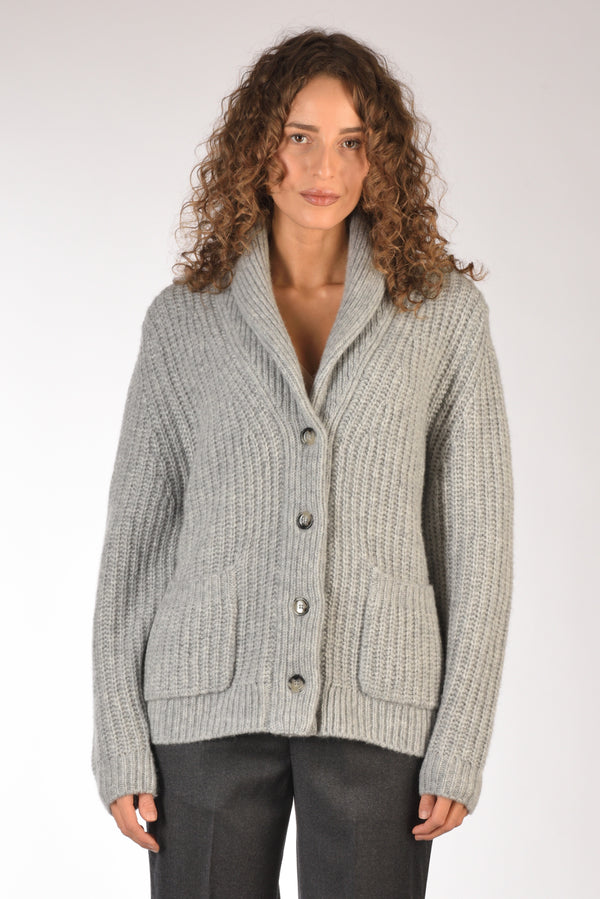 Allude Cardigan Grigio Chiaro Donna-2