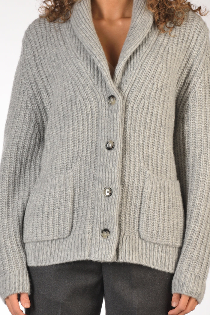 Allude Cardigan Grigio Chiaro Donna - 3