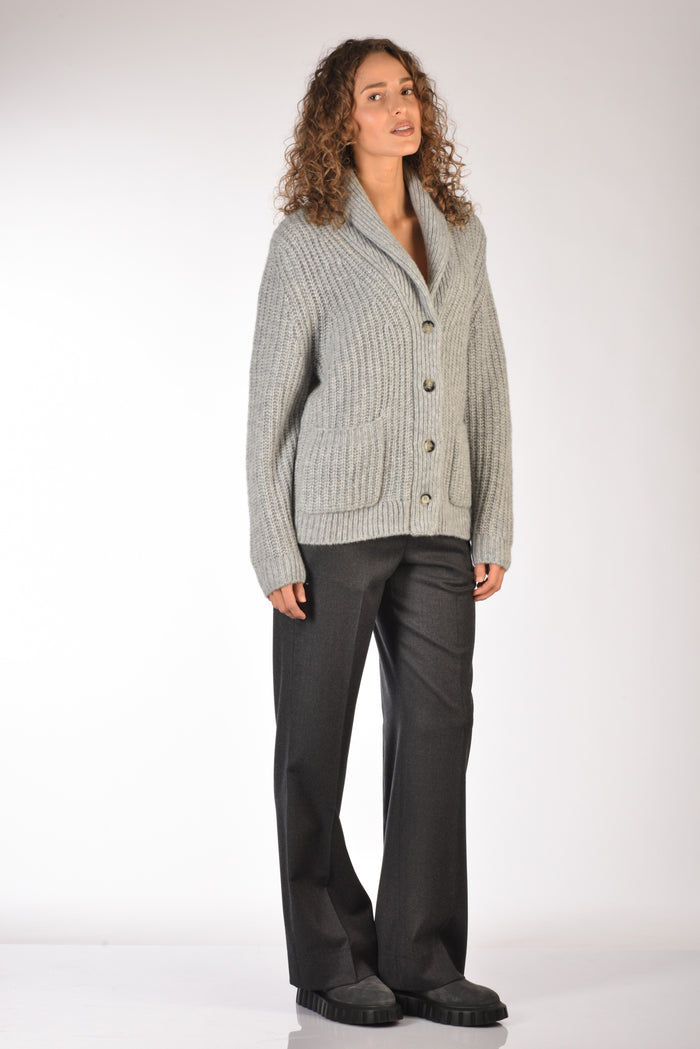 Allude Cardigan Grigio Chiaro Donna - 4