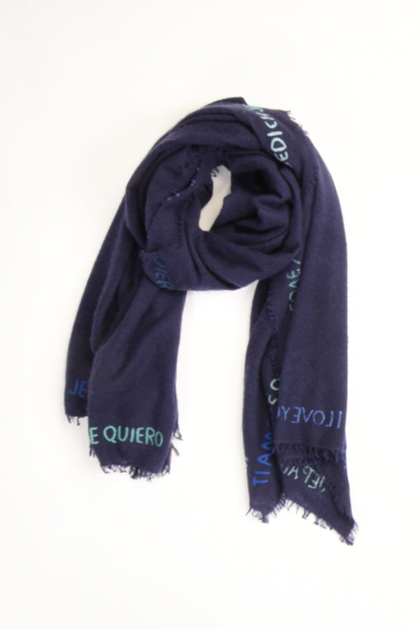Faliero Sarti Stola Ricamata Blu Donna-2