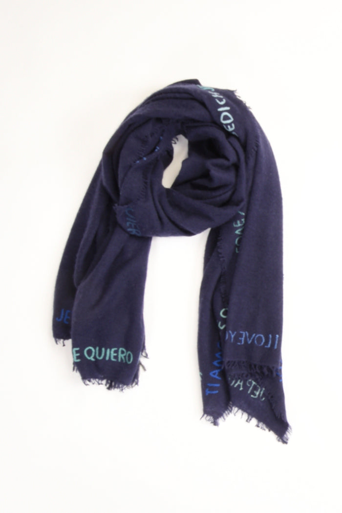 Faliero Sarti Stola Ricamata Blu Donna - 2
