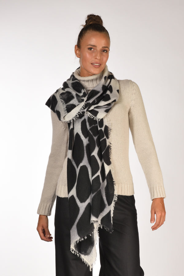 Faliero Sarti Stola Stampata Bianco/nero Donna