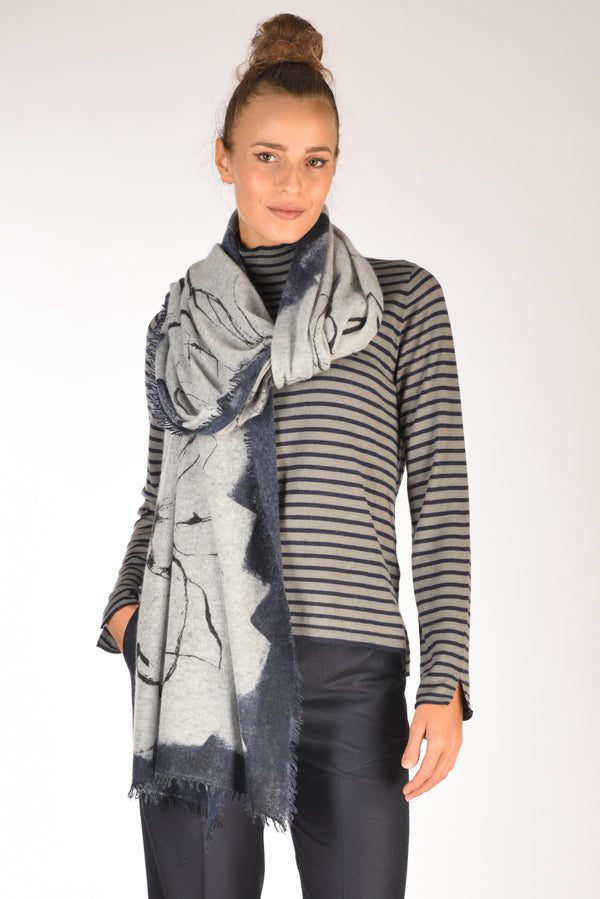 Faliero Sarti Stola Stampata Blu/bianco Donna