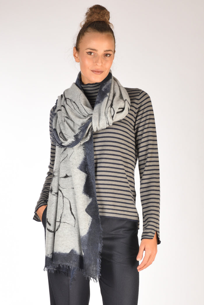 Faliero Sarti Stola Stampata Blu/bianco Donna - 1