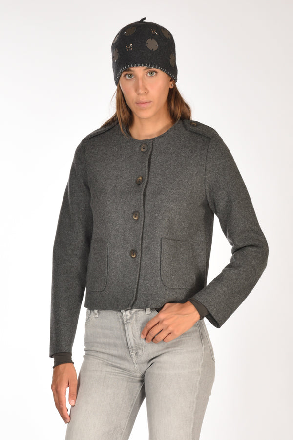 Base Milano Giacca Di Maglia Grigio Scuro Donna