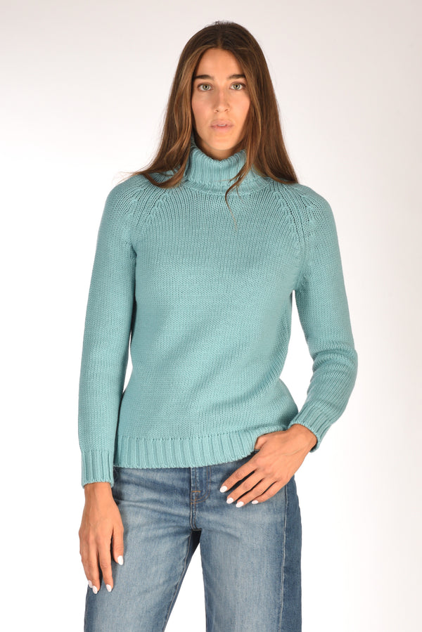 Base Milano Maglia Collo Alto Azzurro Donna