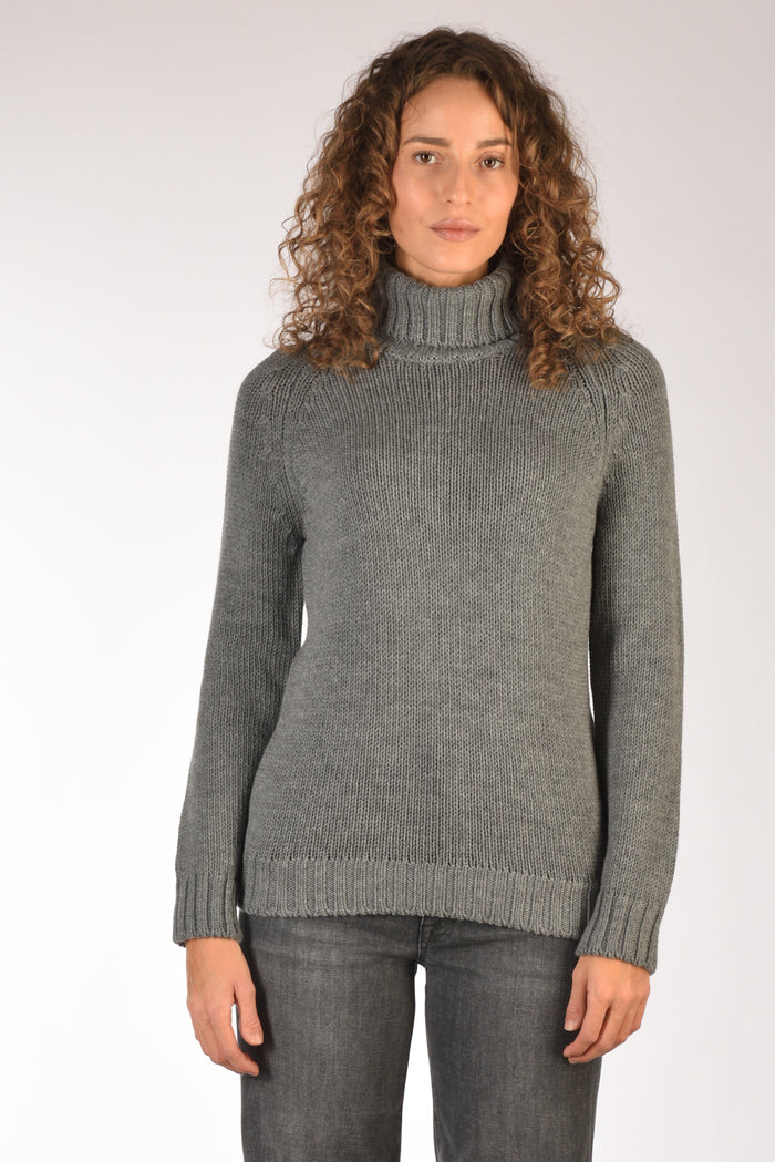 Base Milano Maglia Collo Alto Grigio Donna - 2
