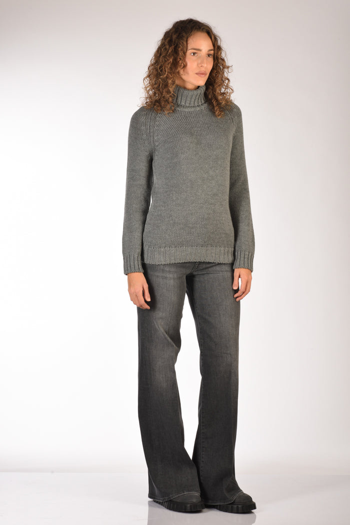 Base Milano Maglia Collo Alto Grigio Donna - 4