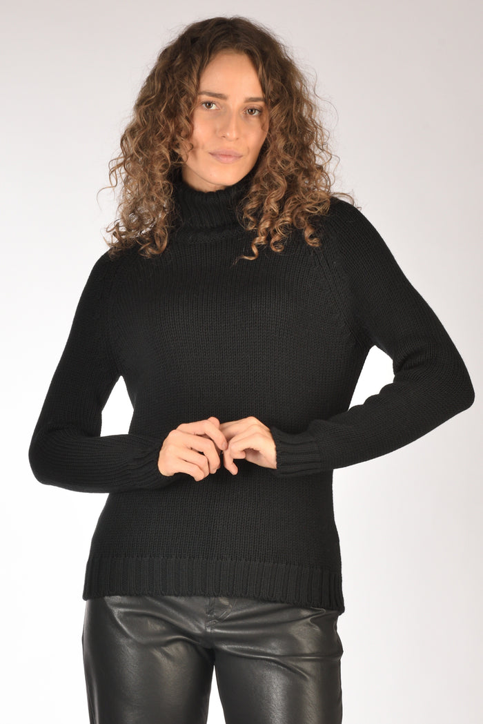 Base Milano Maglia Collo Alto Nero Donna - 1