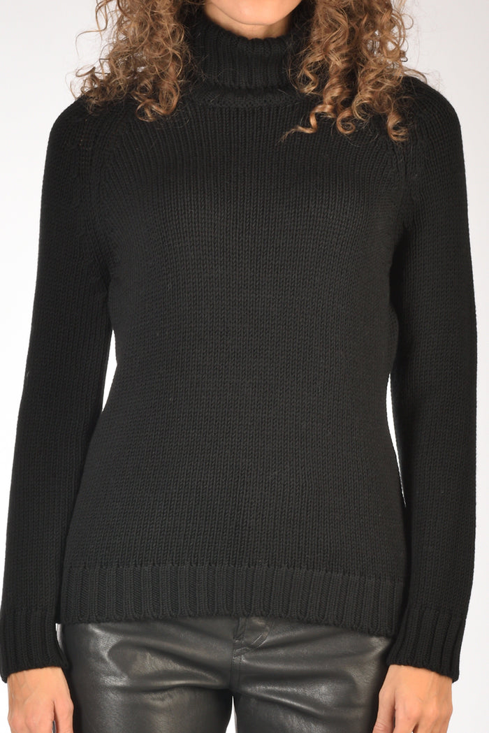 Base Milano Maglia Collo Alto Nero Donna - 3