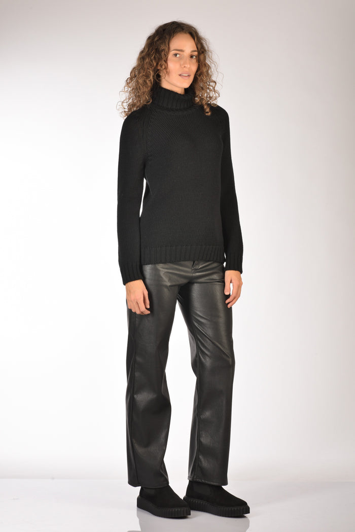 Base Milano Maglia Collo Alto Nero Donna - 4