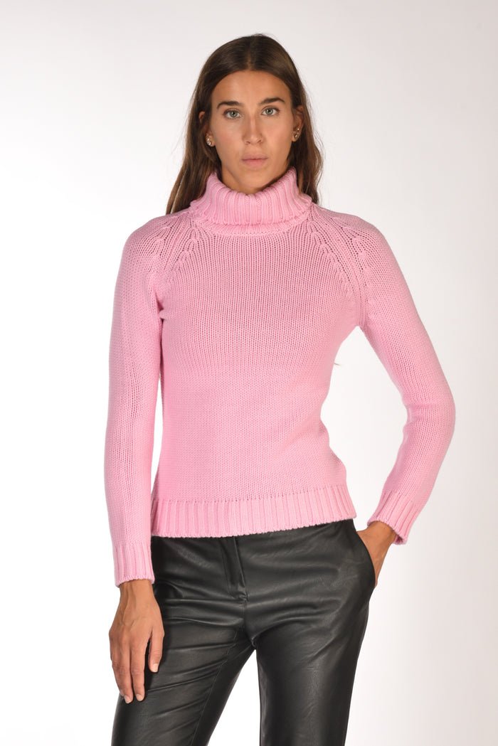 Base Milano Maglia Collo Alto Rosa Donna - 1