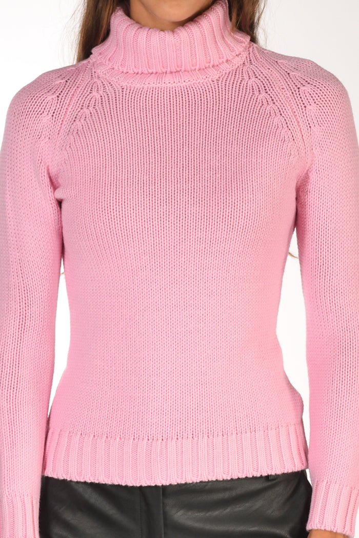 Base Milano Maglia Collo Alto Rosa Donna - 3