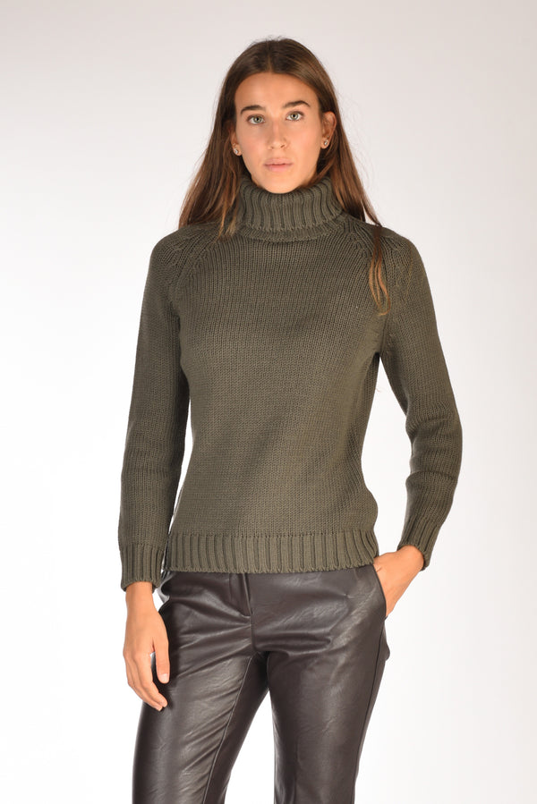 Base Milano Maglia Collo Alto Verde Scuro Donna