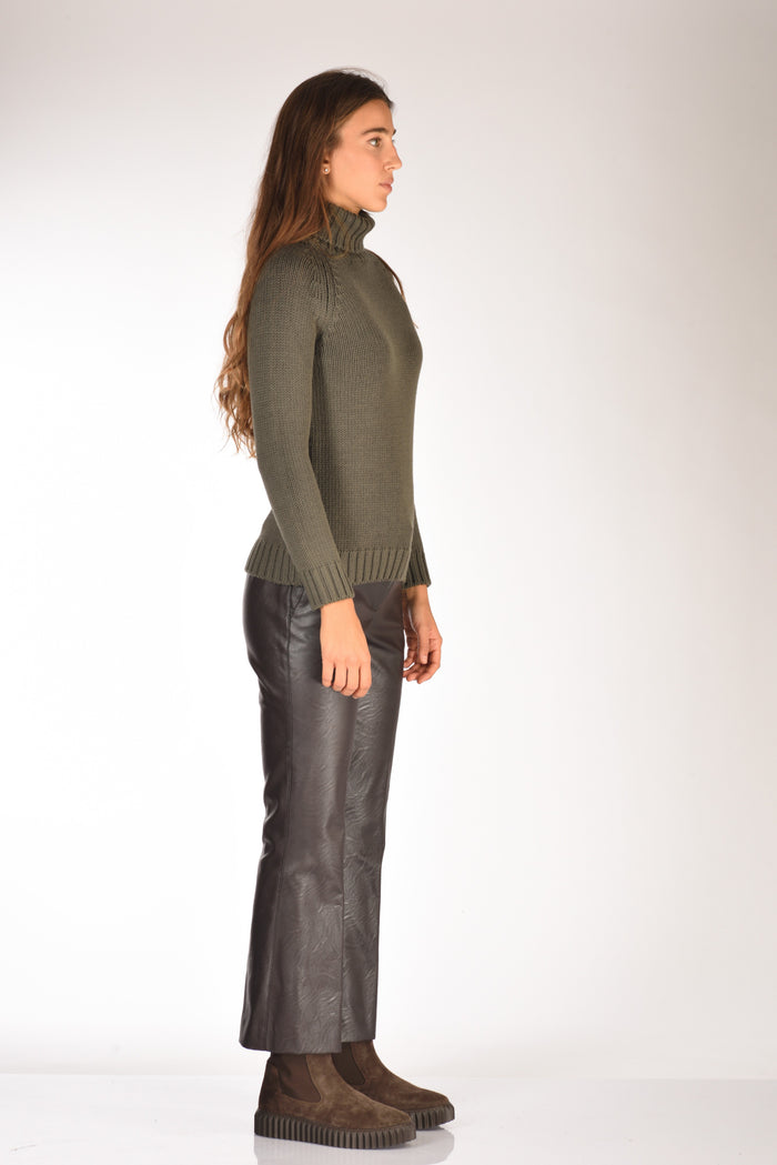 Base Milano Maglia Collo Alto Verde Scuro Donna - 4