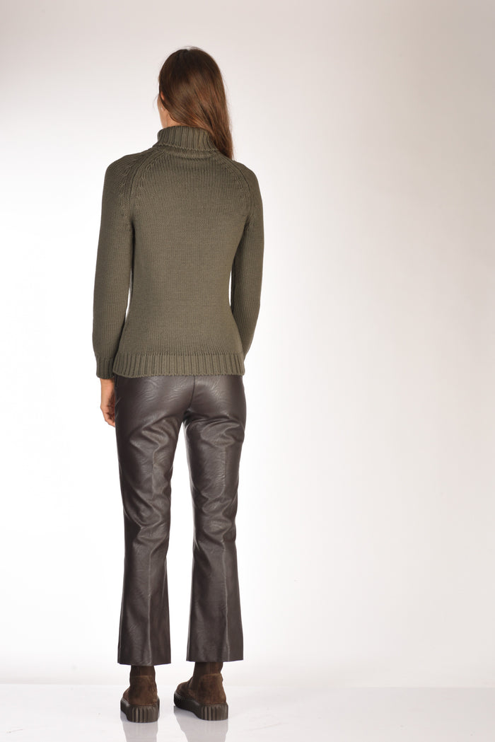 Base Milano Maglia Collo Alto Verde Scuro Donna - 5