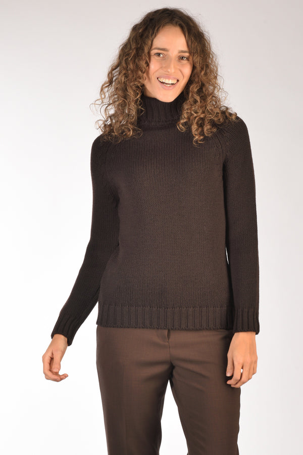 Base Milano Maglia Collo Alto Marrone Donna