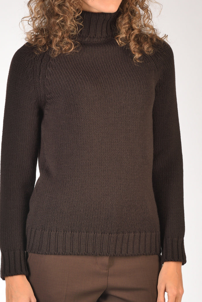 Base Milano Maglia Collo Alto Marrone Donna - 3