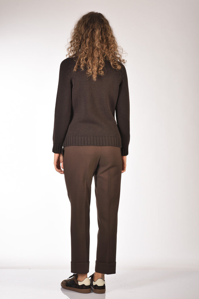 Base Milano Maglia Collo Alto Marrone Donna - 5