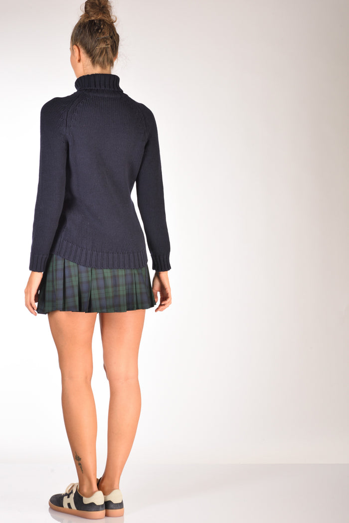 Base Milano Maglia Collo Alto Blu Donna - 5