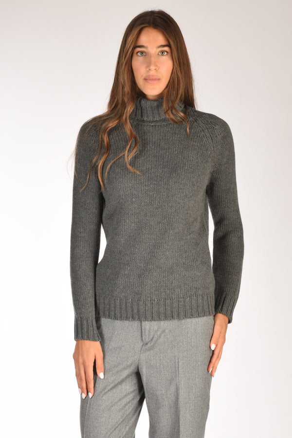 Base Milano Maglia Collo Alto Grigio Scuro Donna