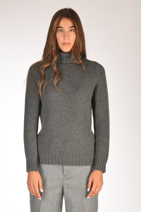 Base Milano Maglia Collo Alto Grigio Scuro Donna-2