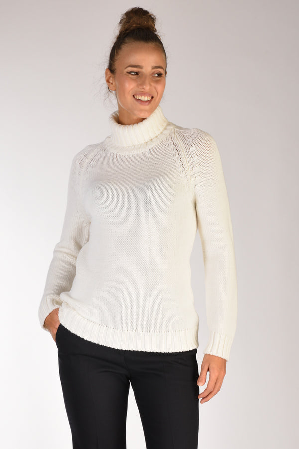 Base Milano Maglia Collo Alto Bianco Donna