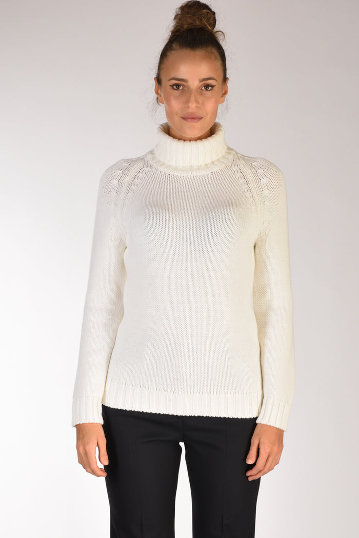 Base Milano Maglia Collo Alto Bianco Donna - 2