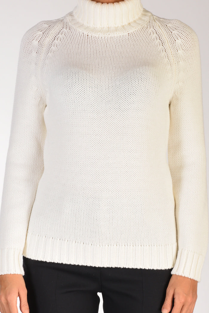 Base Milano Maglia Collo Alto Bianco Donna - 3