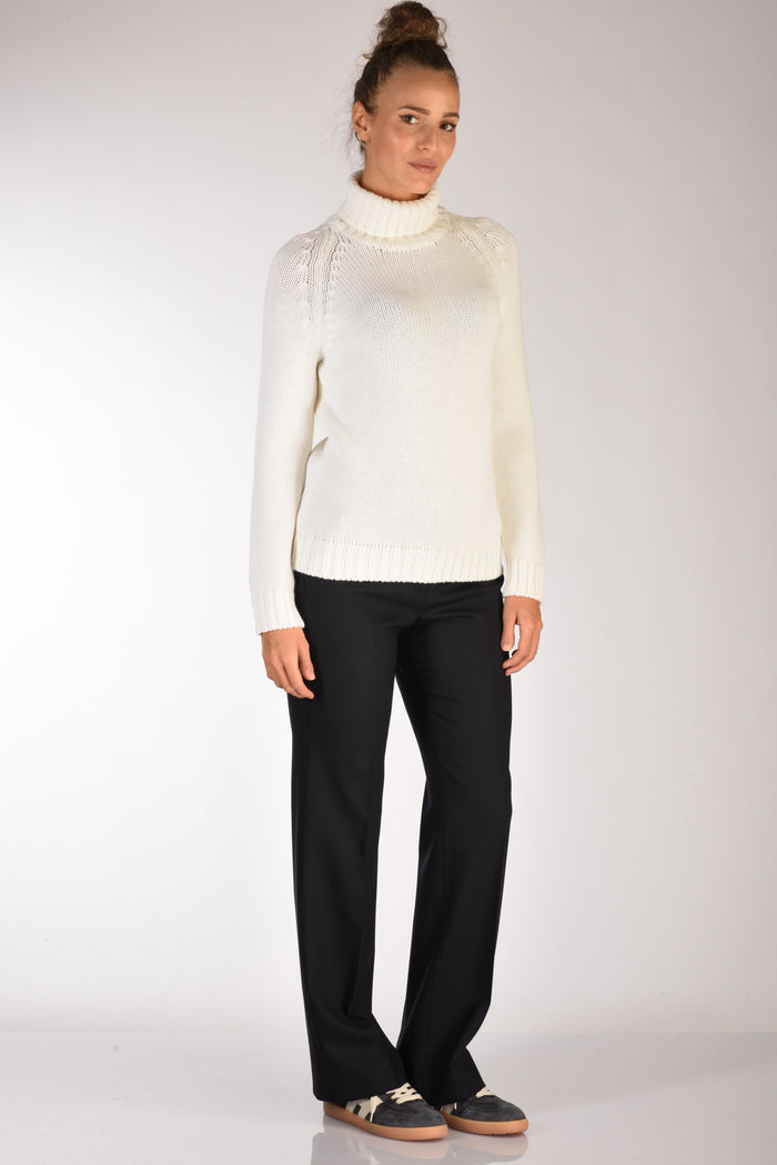 Base Milano Maglia Collo Alto Bianco Donna - 4