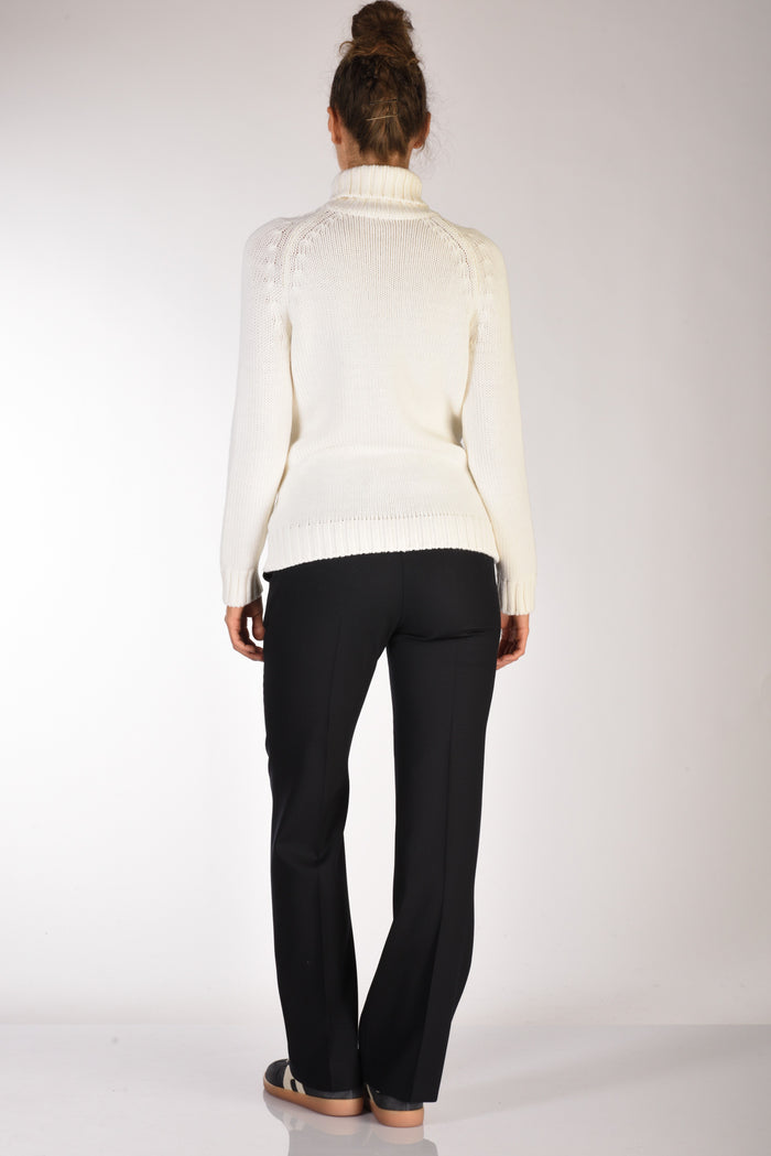 Base Milano Maglia Collo Alto Bianco Donna - 5