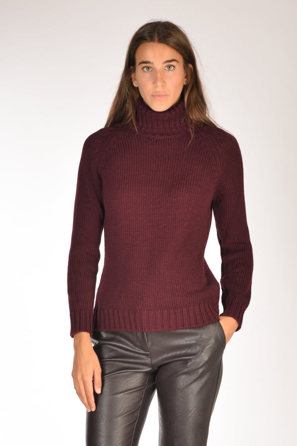 Base Milano Maglia Collo Alto Bordeaux Donna