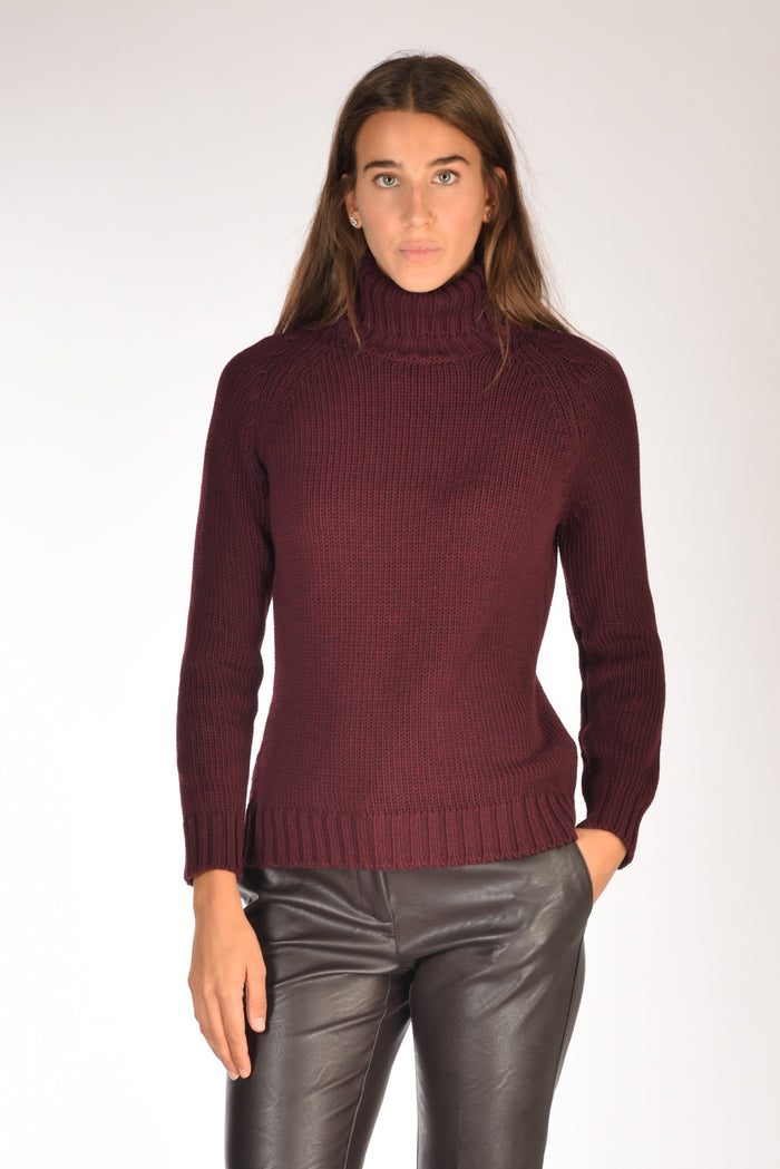 Base Milano Maglia Collo Alto Bordeaux Donna - 1
