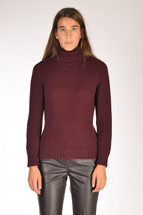 Base Milano Maglia Collo Alto Bordeaux Donna-2