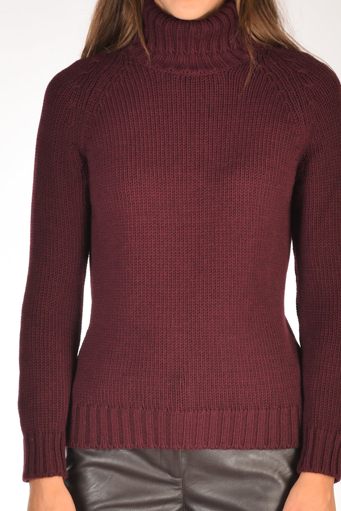 Base Milano Maglia Collo Alto Bordeaux Donna - 3