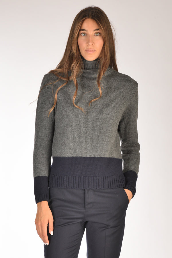 Base Milano Maglia Collo Alto Grigio/blu Donna