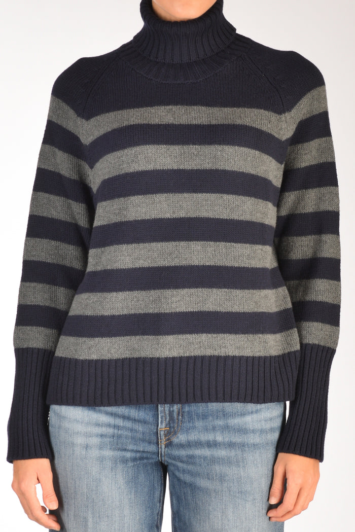 Base Milano Maglia Collo Alto Blu/grigio Donna - 3