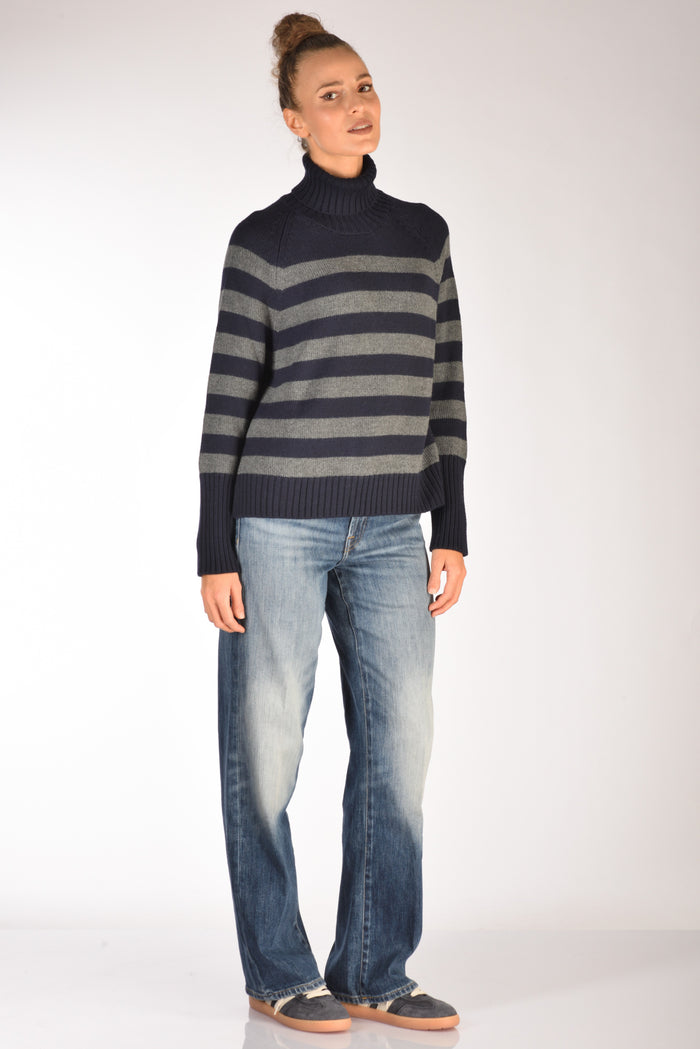 Base Milano Maglia Collo Alto Blu/grigio Donna - 4