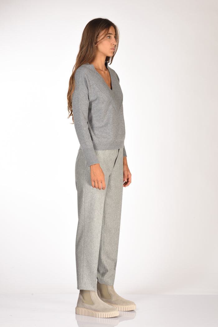 Base Milano Maglia Scollo V Grigio Donna - 4