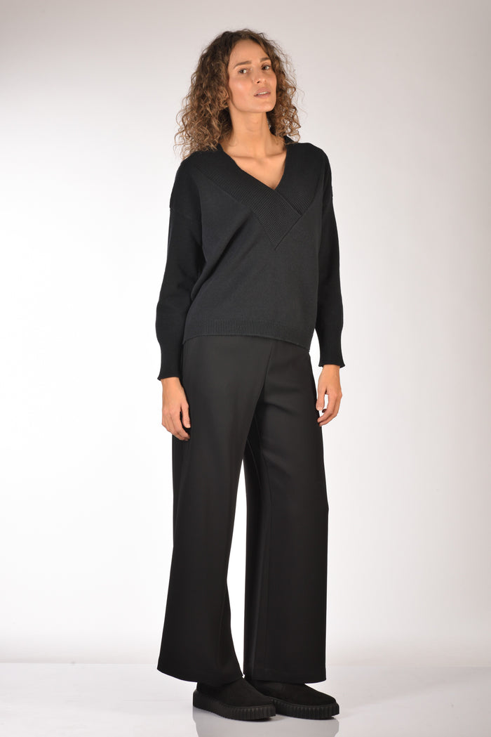Base Milano Maglia Scollo V Nero Donna - 4