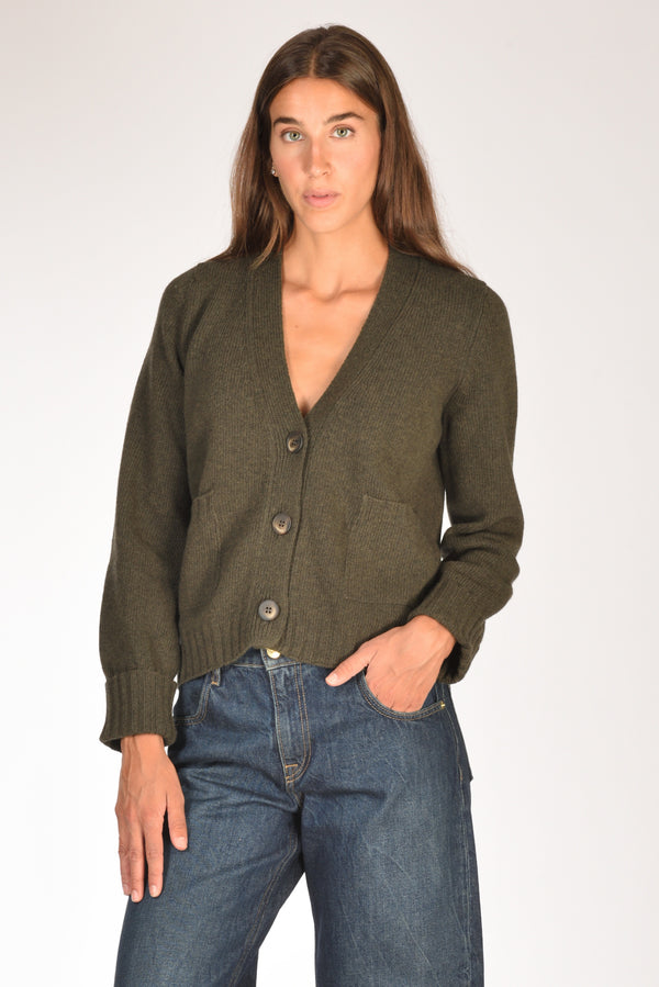 Base Milano Maglia Cardigan Verde Donna