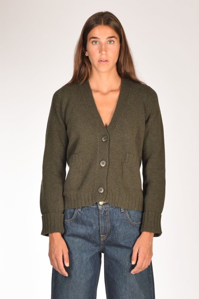 Base Milano Maglia Cardigan Verde Donna - 2