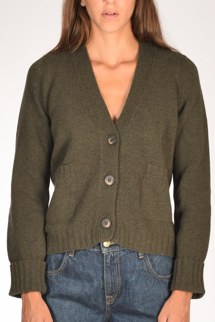 Base Milano Maglia Cardigan Verde Donna - 3