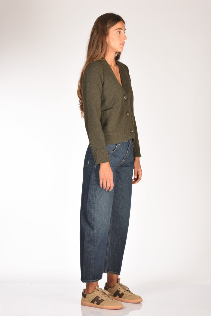 Base Milano Maglia Cardigan Verde Donna - 4
