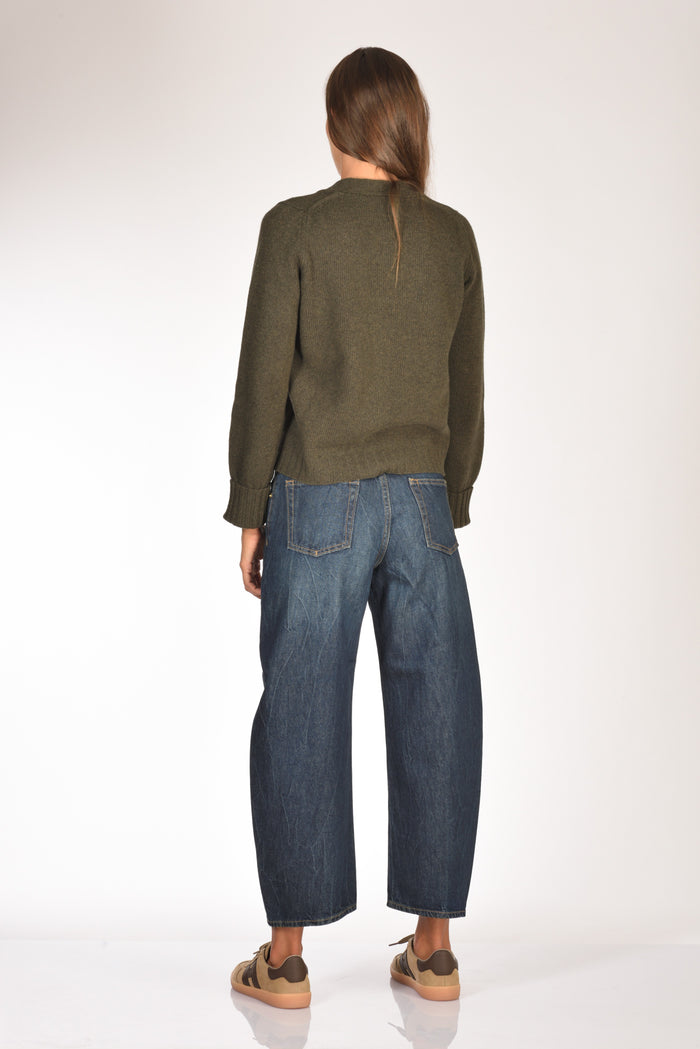 Base Milano Maglia Cardigan Verde Donna - 5