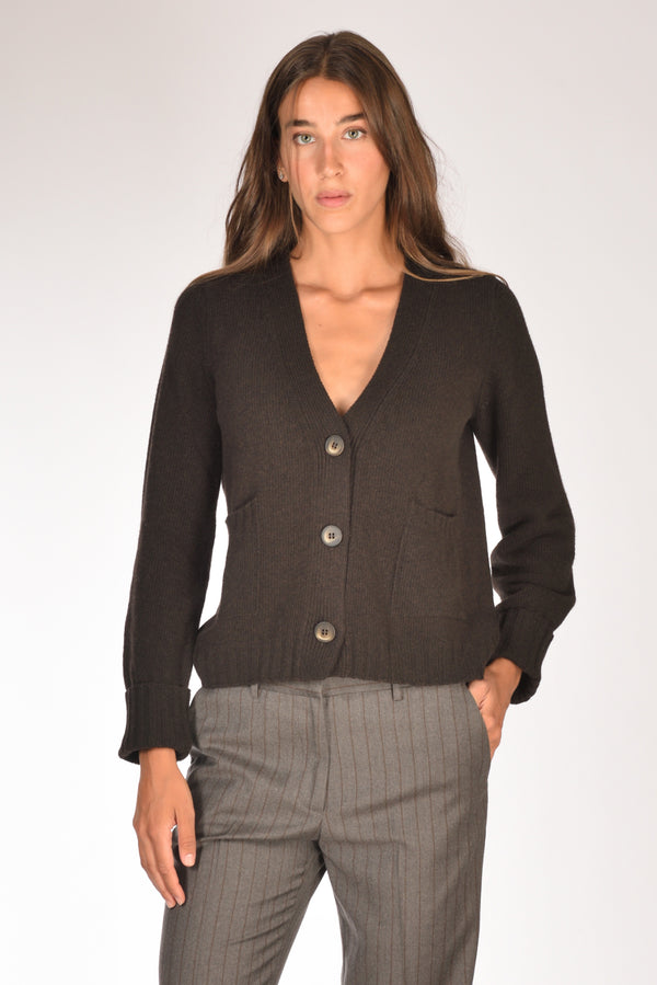 Base Milano Maglia Cardigan Marrone Donna
