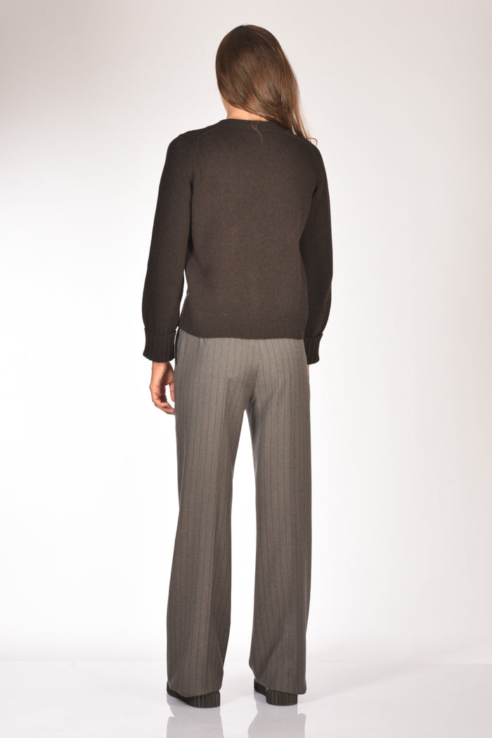 Base Milano Maglia Cardigan Marrone Donna - 5