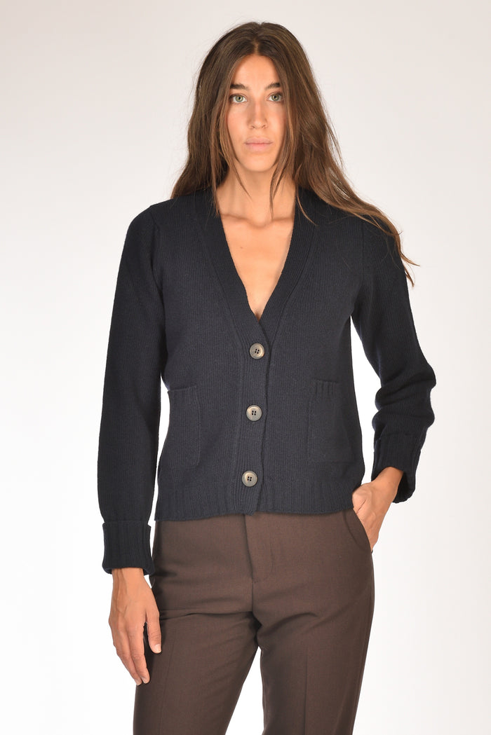 Base Milano Maglia Cardigan Blu Donna - 1